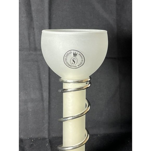 Studio Silversmiths Unity Candle Glass with silver plated stand white candle 6” - Picture 1 of 5